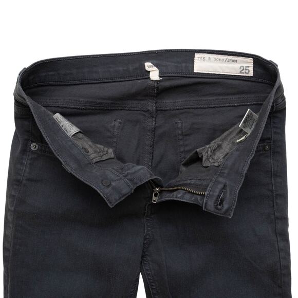 rag & bone Distressed Charcoal Stretch Skinny Jeans Size 25 - Picture 4 of 9